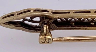 Victorian Sapphire Bar Pin Pierced Floral Design