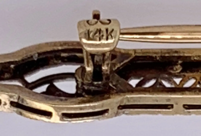 Victorian Sapphire Bar Pin Pierced Floral Design