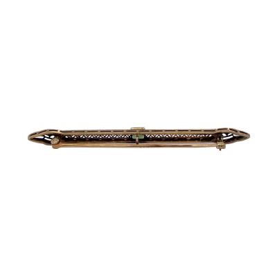 Victorian Sapphire Bar Pin Pierced Floral Design