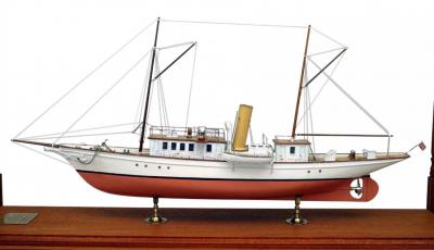 Victorian Schooner Ship Model in Glass Case