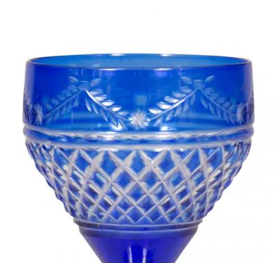 Victorian Sixty Piece Blue Cut To Clear Crystal Stemware