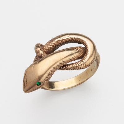 Victorian Snake Ring Emerald 14kt size9 5