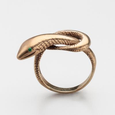 Victorian Snake Ring Emerald 14kt size9 5