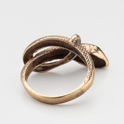 Victorian Snake Ring Emerald 14kt size9 5