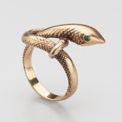 Victorian Snake Ring Emerald 14kt size9 5