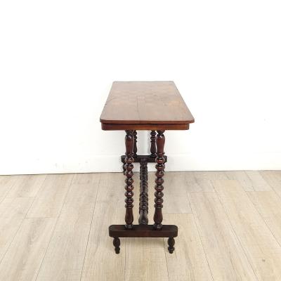 Victorian Sofa Game Table in Walnut with Inlaid Game Board England circa 1860