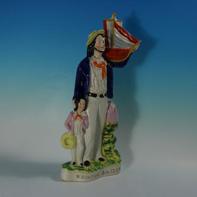 Victorian Staffordshire Pottery Begging Sailor Figure