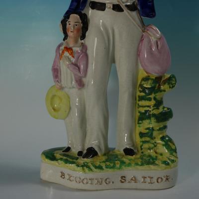 Victorian Staffordshire Pottery Begging Sailor Figure