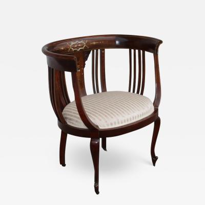 Victorian Style Barrel Inlaid Chair