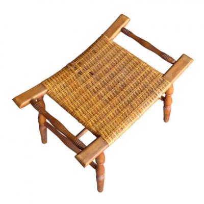 Victorian Style Oak and Rattan Stool