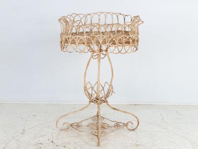 Victorian Style White Painted Wirework Plant Stand English Early 20th C 