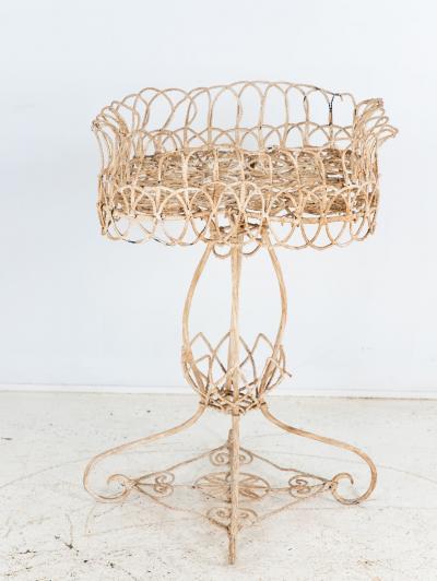 Victorian Style White Painted Wirework Plant Stand English Early 20th C 