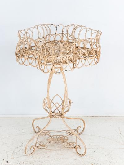Victorian Style White Painted Wirework Plant Stand English Early 20th C 