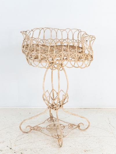 Victorian Style White Painted Wirework Plant Stand English Early 20th C 