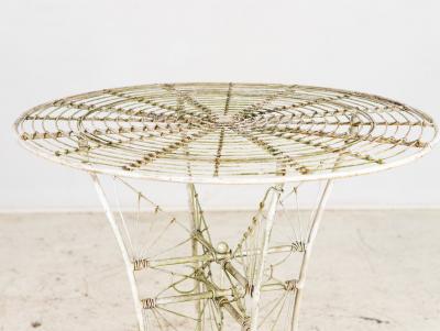 Victorian Style White Wirework Pair of Chairs and Cafe Table France 1960