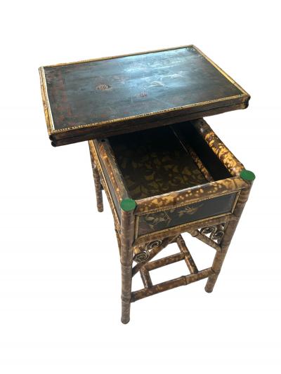 Victorian Tiger Bamboo Expanding Side Table Game Table