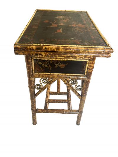 Victorian Tiger Bamboo Expanding Side Table Game Table