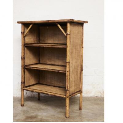 Victorian Tiger Bamboo Shelf with Lacquered top