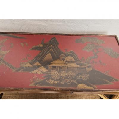 Victorian Tiger Bamboo Shelf with Lacquered top