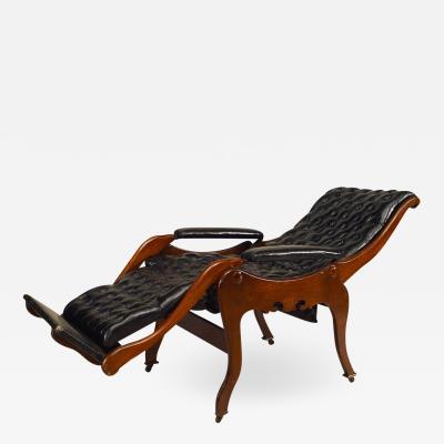 Victorian Tufted Leather Reclining Easy Chair