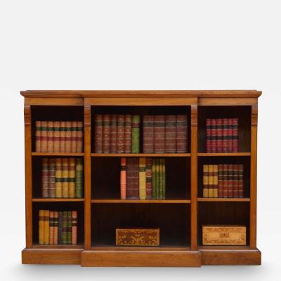 Victorian Walnut Breakfronted Open Bookcase