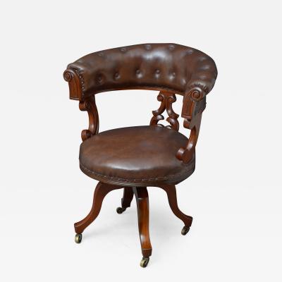 Victorian Walnut Revolving Desk Chair