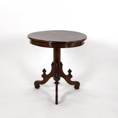 Victorian Walnut Tripod Side Table on Column Base English Circa 1860 