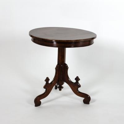 Victorian Walnut Tripod Side Table on Column Base English Circa 1860 