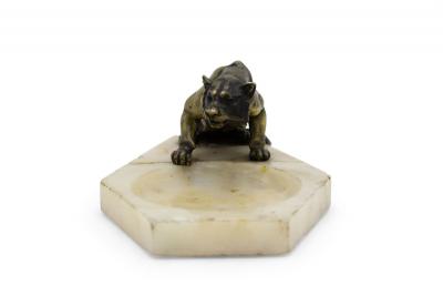 Victorian White Onyx Ashtray with Tiger
