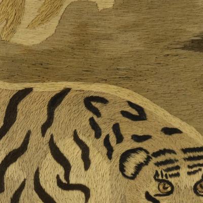 Victorian Woolwork Embroidered Picture of a Tiger