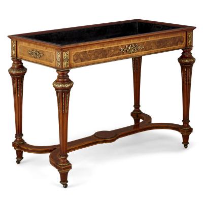 Victorian gilt bronze and wood jardini re table
