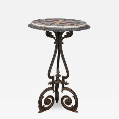 Victorian iron and marble inlay circular side table