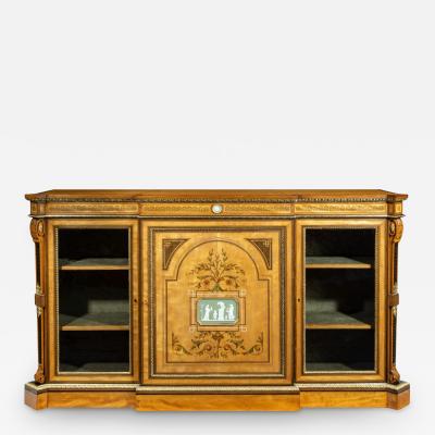 Victorian satinwood side cabinet attributed to Dyer and Watts