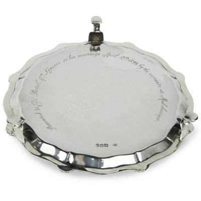 Victorian silver armorial tray presented to Brig General Sir Bertram Portal