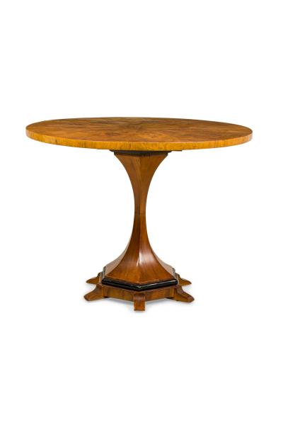 Viennese Biedermeier Figured Fruitwood Walnut and Ebonized Center Table