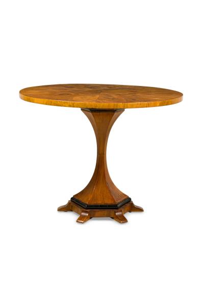 Viennese Biedermeier Figured Fruitwood Walnut and Ebonized Center Table