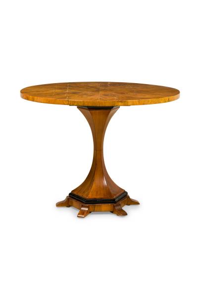 Viennese Biedermeier Figured Fruitwood Walnut and Ebonized Center Table