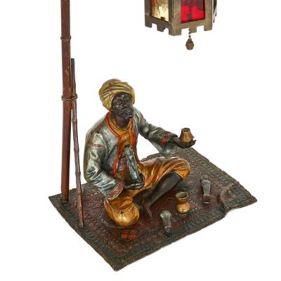 Viennese Orientalist cold painted bronze figurative lamp