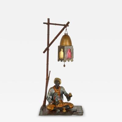 Viennese Orientalist cold painted bronze figurative lamp