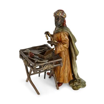 Viennese cold painted bronze of an Arab merchant
