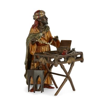 Viennese cold painted bronze of an Arab merchant