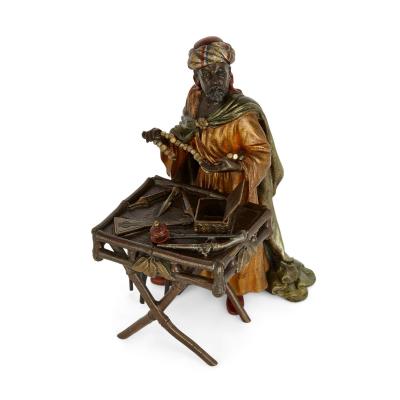 Viennese cold painted bronze of an Arab merchant