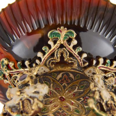 Viennese silver gilt agate and opal encrusted tazza