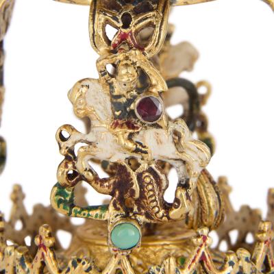Viennese silver gilt agate and opal encrusted tazza