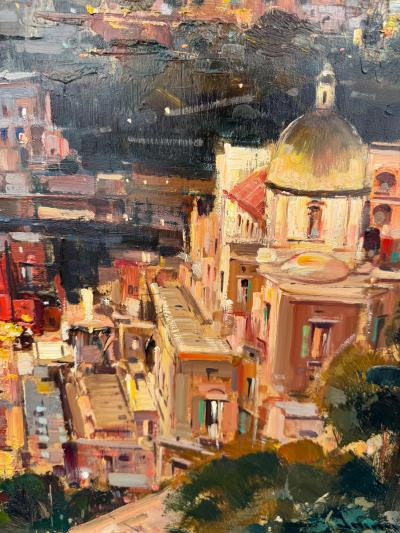 View of Positano Amalfi Coast Italy Oil on Canvas