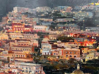 View of Positano Amalfi Coast Italy Oil on Canvas