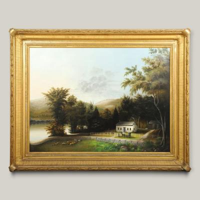 View of a Homestead with Horse and Carriage