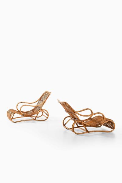 Viggo Boesen Pair of Scandinavian Modern Easy Chairs in Cane Rattan by Viggo Boesen 1940s