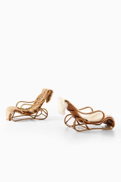 Viggo Boesen Pair of Scandinavian Modern Easy Chairs in Cane Rattan by Viggo Boesen 1940s