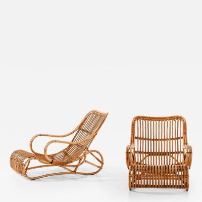 Viggo Boesen Pair of Scandinavian Modern Easy Chairs in Cane Rattan by Viggo Boesen 1940s